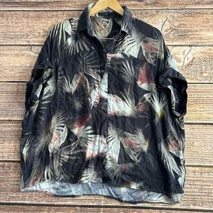 All Saints Shirt Women's 8 Floral Sleeveless Hawaiian Button Up